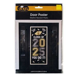 2 CLASS OF 2025 Door Posters Hangers 2.25’ X 5’ Weather Resistant Plastic Signs